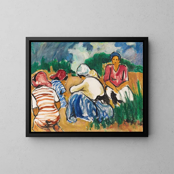 Mujeres en el campo - Arthur Segal — cuadro enmarcado en la pared