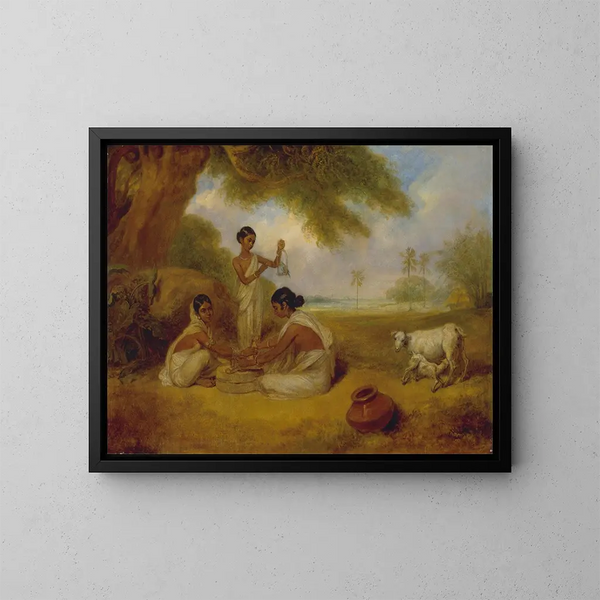 Moler el maíz - Arthur William Devis — cuadro enmarcado en la pared