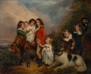 Arthur William Devis - Portrait of the children of Benjamin Goldsmid with a pony and a dog in a landscape.webp