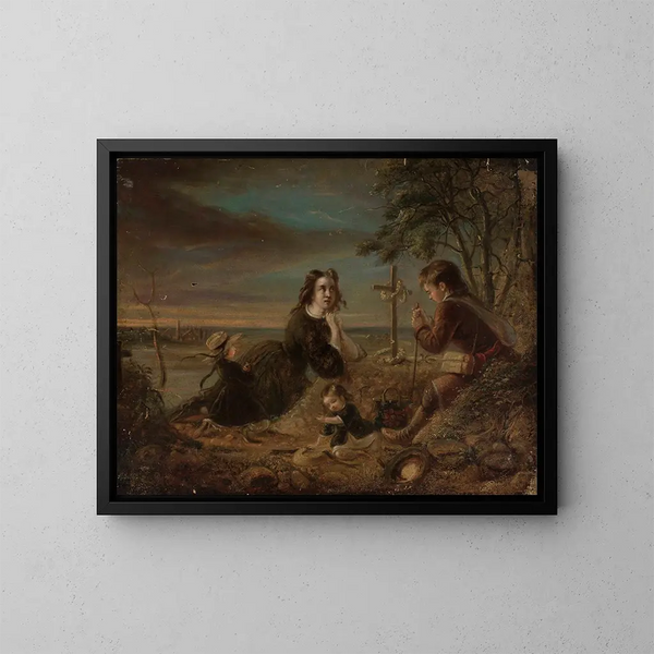 Oración en la tumba - Artur Grottger — cuadro enmarcado en la pared