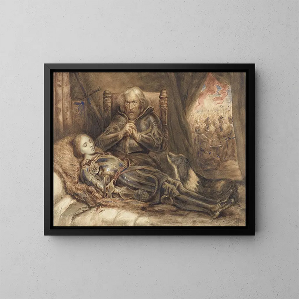 Eberhard de Wurtemberg en duelo por su hijo - Ary Scheffer — cuadro enmarcado en la pared