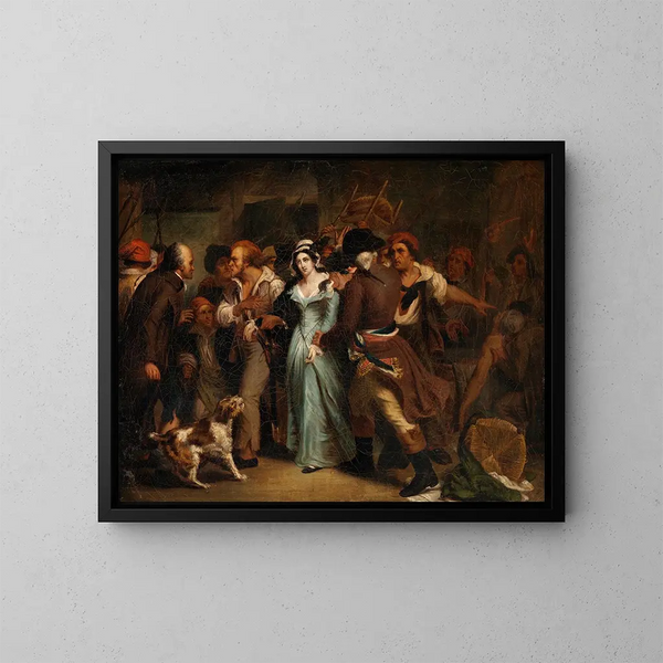 L'Arrestation de Charlotte Corday - Ary Scheffer — cuadro enmarcado en la pared