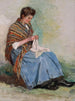 Mujer cosiendo - Asai Chū — vista de la obra