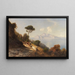 Paisaje costero italiano con en el fondo las montañas de Capri - Ascan Lutteroth — cuadro enmarcado en la pared