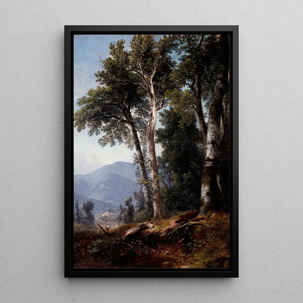 Landscape painting with wooded scenery - Asher Brown Durand — framed artwork on a wall