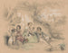 Three children in a castle garden reading and playing with dogs - August Allebé — artwork view