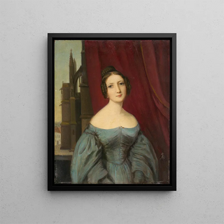 August Bootz - Maria Magdalena von Kachthaler in front of Freiburg Cathedral.webp