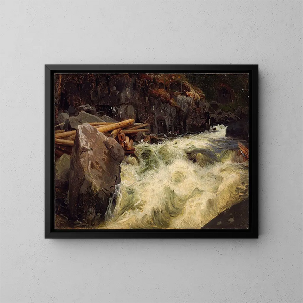 Estudio de una cascada - August Cappelen — cuadro enmarcado en la pared