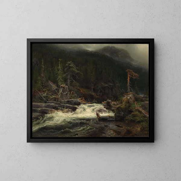 Cascada en Telemark - August Cappelen — cuadro enmarcado en la pared