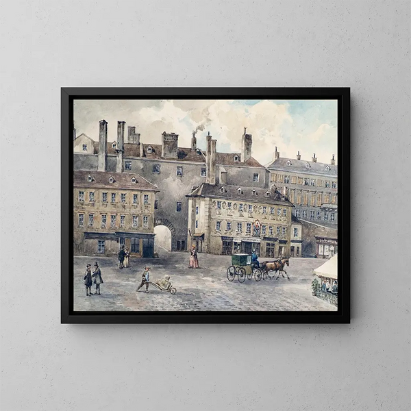 La plaza Albertina con la casa Andreas Hofer en Viena - August Gerasch — cuadro enmarcado en la pared