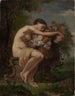 Estudio de una ninfa junto a un jarrón de flores - August Jernberg — vista de la obra