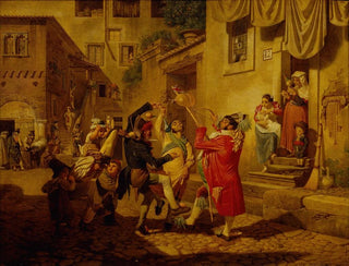 August Krafft - Carnival Gaiety In A Roman Street.webp