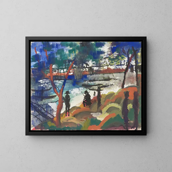Pescador al borde del río - August Macke — cuadro enmarcado en la pared