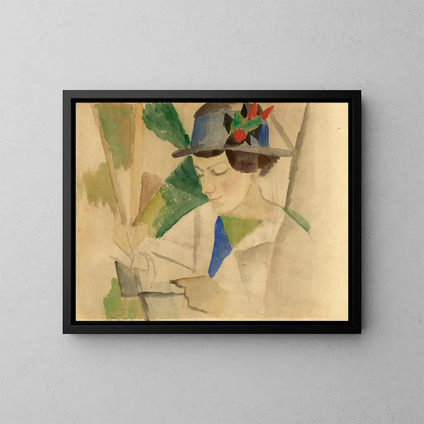 La femme du peintre lisant - August Macke — framed artwork on a wall