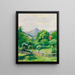 Garden at Tegernsee with house and mountain - August Macke — framed artwork on a wall