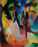 Los gente al borde del lago azul - August Macke — vista de la obra