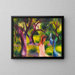 Niñas con pájaros azules - August Macke — cuadro enmarcado en la pared