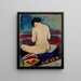 Nude sitting with a pillow - August Macke — framed artwork on a wall