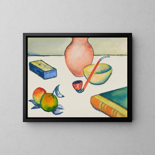 Still life with pipe and apples - August Macke — framed artwork on a wall