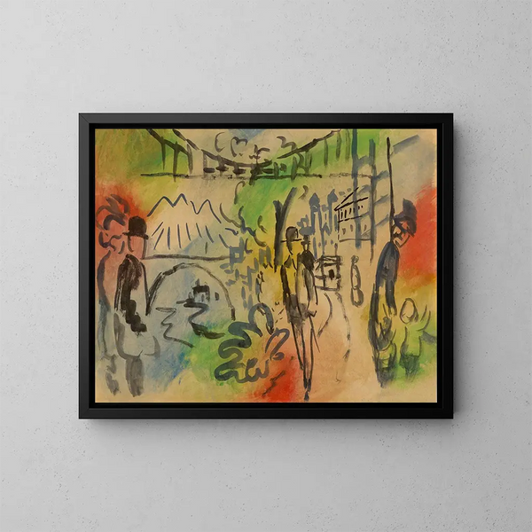 Paseo por la orilla del agua - August Macke — cuadro enmarcado en la pared