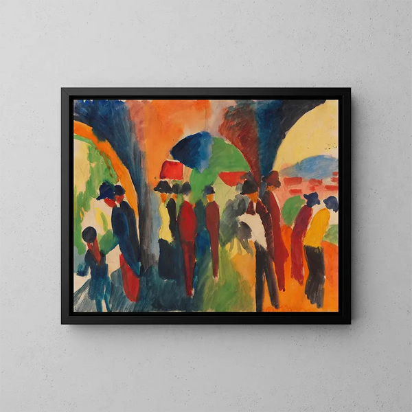 Bajo los arcos de Thun, un motivo de paseo - August Macke — cuadro enmarcado en la pared
