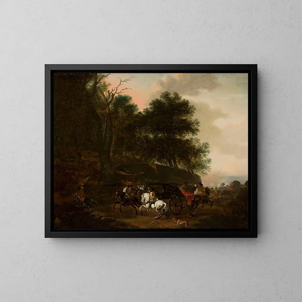 Ataque a viajeros - August Querfurt — cuadro enmarcado en la pared
