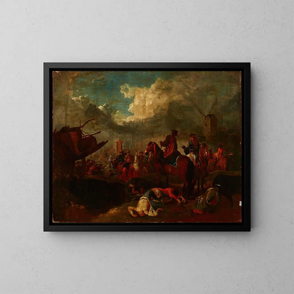 Escena de batalla - August Querfurt — cuadro enmarcado en la pared