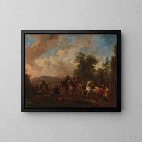 La partida para la caza - August Querfurt — cuadro enmarcado en la pared
