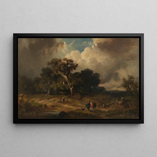 August Seidel - Heimkehrende Jger bei aufziehendem Gewitter.webp
