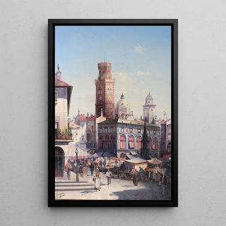 August Von Siegen - Marktplatz in Bologna.webp