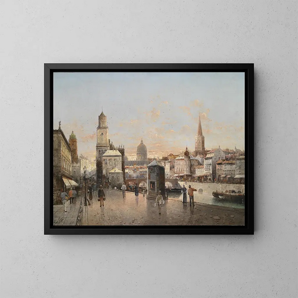 Vista de la ciudad - August von Siegen — cuadro enmarcado en la pared