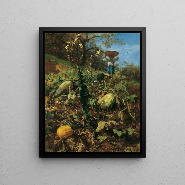 El jardín de calabazas - August von Pettenkofen — cuadro enmarcado en la pared