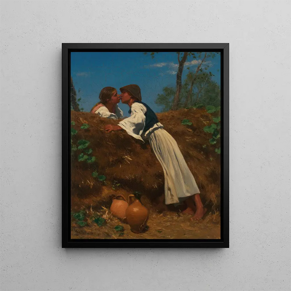 El Beso II - August von Pettenkofen — cuadro enmarcado en la pared