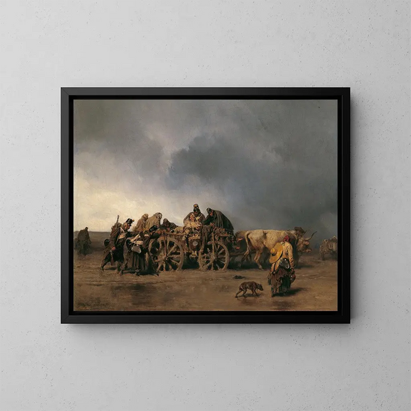 El transporte de los heridos I - August von Pettenkofen — cuadro enmarcado en la pared