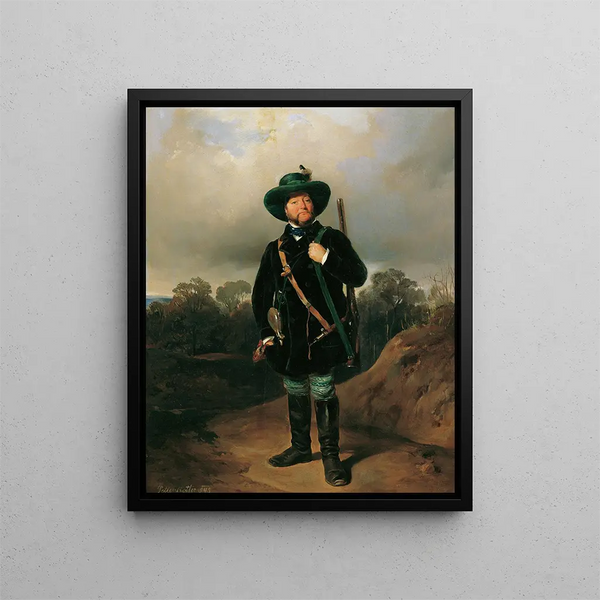 Josef Strommer en el papel de un cazador - August von Pettenkofen — cuadro enmarcado en la pared