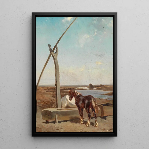 Motivo de la Puszta - August von Pettenkofen — cuadro enmarcado en la pared