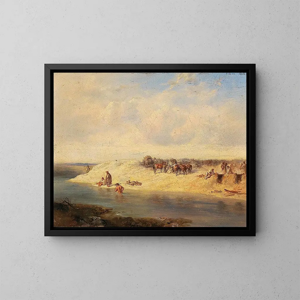 Bivouac ruso - August von Pettenkofen — cuadro enmarcado en la pared