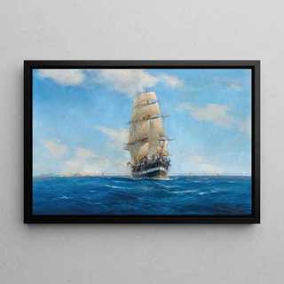 August von Ramberg - A ThreeMaster off a Southern Coast.webp