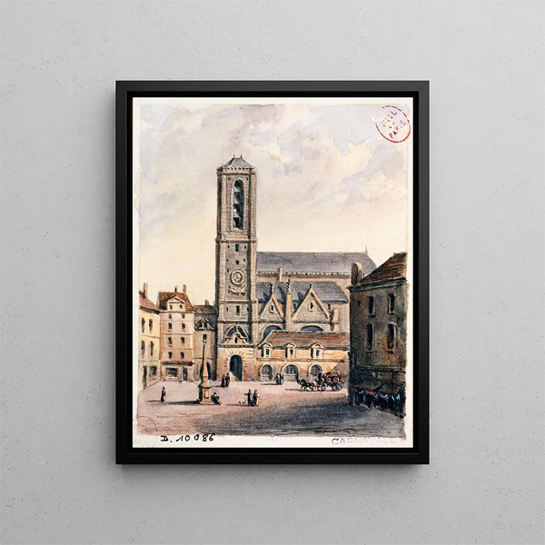 Facade of the church - Auguste Sébastien Bénard — framed artwork on a wall