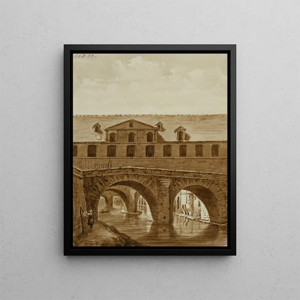 The Double Bridge - Auguste Sébastien Bénard — framed artwork on a wall