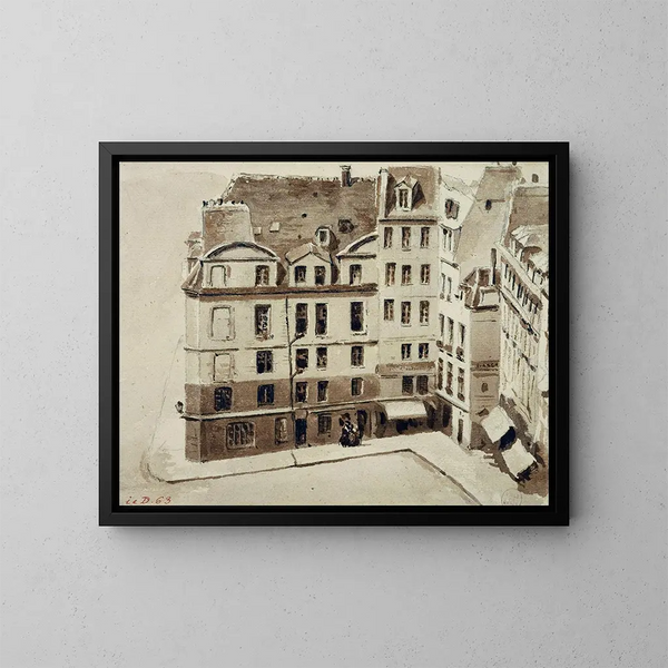 Place du Marché Neuf - Auguste Sébastien Bénard — framed artwork on a wall