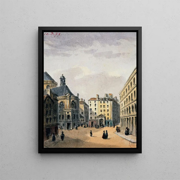 Pointe Saint-Eustache and the fountain - Auguste Sébastien Bénard — framed artwork on a wall