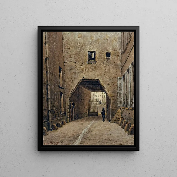 Rue des Chantres between quai aux Fleurs and rue Chanoinesse - Auguste Sébastien Bénard — framed artwork on a wall