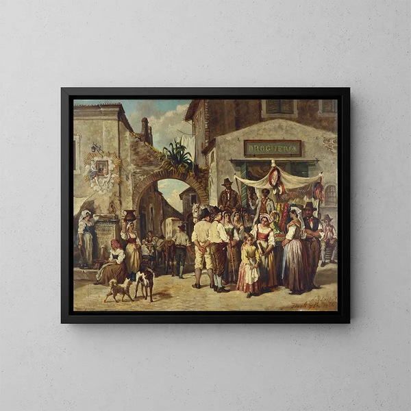 de vendedores ambulantes en Tivoli - Auguste Dutuit — cuadro enmarcado en la pared