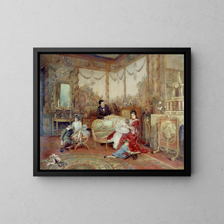 Auguste de La Brly - Portrait de Victorien Sardou 18311908 de sa femme et de ses enfants dans le grand salon de leur maison de MarlyleRoi.webp
