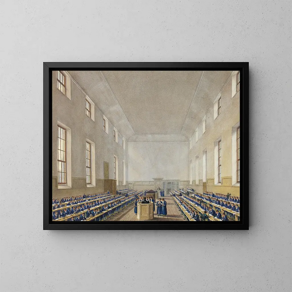 L'école de grammaire de Christ's Hospital - Augustus Charles Pugin — cuadro enmarcado en la pared