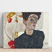 Reproduction of the painting Self-portrait with Chinese lantern plant by Egon Schiele