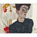 Reproduction of the painting Self-portrait with Chinese lantern plant by Egon Schiele
