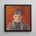 Autorretrato frente a un fondo rojo - Egon Schiele — cuadro enmarcado en la pared
