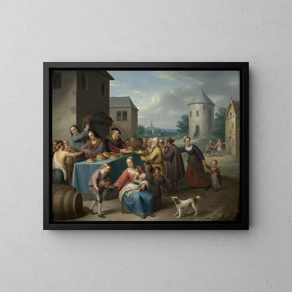 Las Siete Obras de Misericordia - Balthasar Beschey — cuadro enmarcado en la pared